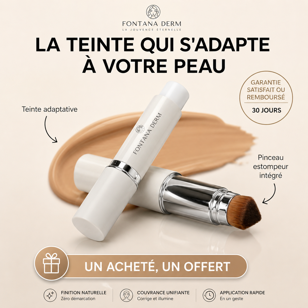 Fond de Teint Intelligent 2-en-1 avec Pinceau Intégré — Fontana Derm™